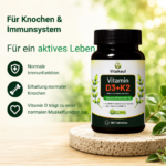 Vitamin D3 + K2 MK-7 5000 IE + 100 µg – 180 vegane Tabletten