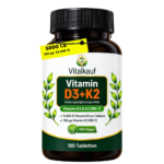 Vitamin D3 + K2 MK-7 5000 IE + 100 µg – 180 vegane Tabletten